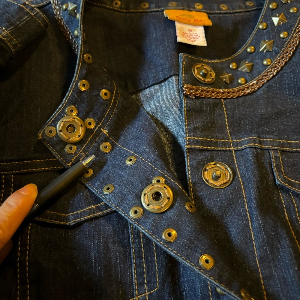 Ruby Rd. Studded Denim Jacket With Pockets Womens… - image 5